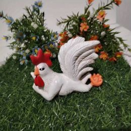1pc Rooster Resin Statue, Roosters Ornaments, Poultry Models, Resin Crafts For Farmhouse Style Garden Yard Outdoor Decorations - Cock