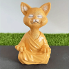 1pc Whimsical Cat Sculpture, Buddha Meditating Cat Statue, Cat Lover Gifts, Fairy Garden Animals, Decorations For Patio Yard Lawn Porch Desktop - Grey