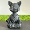 1pc Whimsical Cat Sculpture, Buddha Meditating Cat Statue, Cat Lover Gifts, Fairy Garden Animals, Decorations For Patio Yard Lawn Porch Desktop - Oran