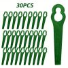 30pcs Plastic Grass Trimming Blade Lawn Mower Blade Cordless Trimmer Garden Tool Lawn Mower Trimmer Trimmer Accessories - Green