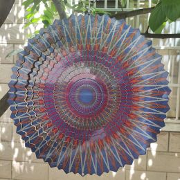 Creative 3D Kinetic Stainless Steel Wind Spinner Outdoor Garden Hanging Decoration Mandala Butterfly Design Wind Chime Spinner - Mandala1 - 30cm 12inc