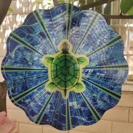 Creative 3D Kinetic Stainless Steel Wind Spinner Outdoor Garden Hanging Decoration Mandala Butterfly Design Wind Chime Spinner - Turtle - 30cm 12inch