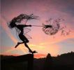 Dandelion Figurine Fairies Pixies Dancing Fairy Statue Steel Wires Fairy Garden Miniature Sculpture Mythical Garden Yard Decor - E