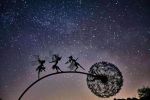 Dandelion Figurine Fairies Pixies Dancing Fairy Statue Steel Wires Fairy Garden Miniature Sculpture Mythical Garden Yard Decor - B