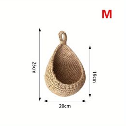1pc Wall Hanging Basket; Bohemian Style Woven Basket; Creative Teardrop Shape Suitable For Vegetables And Fruits; Kitchen Storage Basket - M