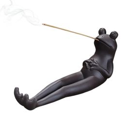 1pc Frog Incense Stick Holder - Ceramic Incense Burner Ash Catcher; Frog Aromatherapy Ornament For Yoga Meditation Spa Home Living Room Office Decor -