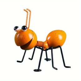 1pc Metal Ant Ornament Colorful Cute Insect For Hanging Wall Art Garden Lawn Home Decor Indoor Outdoor - Yellow