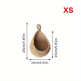 1pc Wall Hanging Basket; Bohemian Style Woven Basket; Creative Teardrop Shape Suitable For Vegetables And Fruits; Kitchen Storage Basket - XS