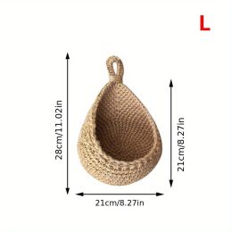 1pc Wall Hanging Basket; Bohemian Style Woven Basket; Creative Teardrop Shape Suitable For Vegetables And Fruits; Kitchen Storage Basket - L