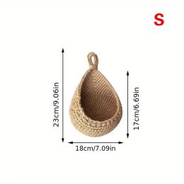 1pc Wall Hanging Basket; Bohemian Style Woven Basket; Creative Teardrop Shape Suitable For Vegetables And Fruits; Kitchen Storage Basket - S