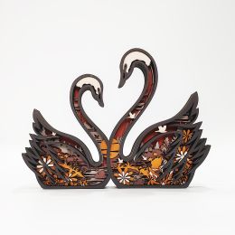 1pc Swan Wooden Night Light; Suitable For Room; Desk; A Symbol Of Love Exquisite Night Light - WITHOUT LIGHT