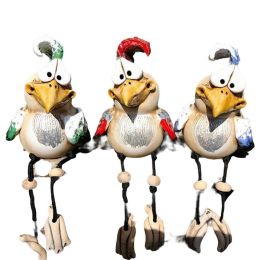 Halloween Ornament 2022,3 Pcs Garden Statue Funny Chicken Decor Yard Art Resin Decorative Ornament Easter Ornament - green