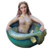 Halloween Ornament 2022,Garden Ornament Sculpture Decoration Resin Mermaid Bowl Ocean Goddess Sculpture Craft Ornament - blue