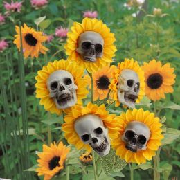 3pcs Halloween Decorations Sunflower Skull Garden Artificial Flower Decoration - color 1