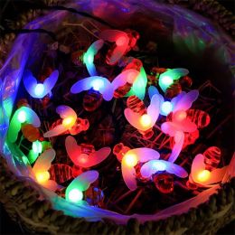 Solar String Lights Outdoor Waterproof Simulation Honey Bees Lamp Fairy Lights with 8 Lighting Decor for Garden Xmas Decorations - colorful - 7Mleds