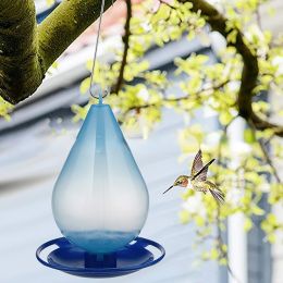 Outdoor hanging bird water feeder Garden hummingbird feeder - Blue - 16*16*19cm