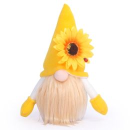 Spring Gnomes Easter Decorations;  Handmade Summer Sunflower Gnomes Faceless Plush Doll - Yellow