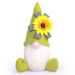 Spring Gnomes Easter Decorations;  Handmade Summer Sunflower Gnomes Faceless Plush Doll - Green