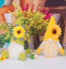 Spring Gnomes Easter Decorations;  Handmade Summer Sunflower Gnomes Faceless Plush Doll - Green