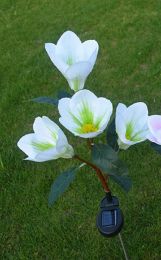 LED Magnolia Flower Stake Light Solar Energy Rechargeable for Outdoor Garden - White