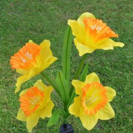 LED Daffodil Flower Stake Light Solar Energy Rechargeable for Outdoor Garden - Yellow