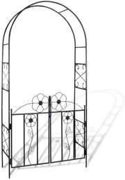 Garden Climbing Plants Arch Door for Outdoor Pergola Archway Decor - Black