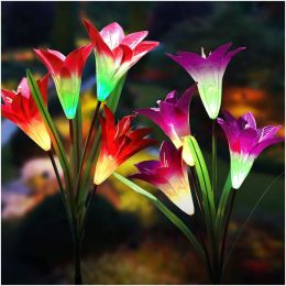 Lily Flower Multi-Color Changing LED Solar Garden Lights - Purple