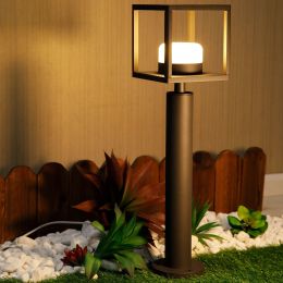 Outdoor Pathway LED Lights Lantern 23.6 IN IP44 Waterproof Garden Modern Landscape Lighting - DARK GREY 600