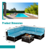 Outdoor Garden Patio Furniture 6-Piece Brown PE Rattan Wicker Sectional - Default