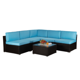 Outdoor Garden Patio Furniture 6-Piece Brown PE Rattan Wicker Sectional - Default