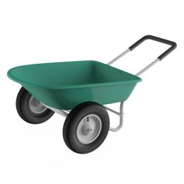 2-Wheeled Garden Wheelbarrowâ€šÃ„Ã¬ Large Capacity Rolling Utility Dump Cart for Residential DIY Landscaping;  Lawn Care and Remodeling - Green