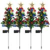 4Packs Solar Christmas Tree Lights Xmas Garden Decorations Tree Stake Lamp with Constant and Flashing Mode - Tree Light