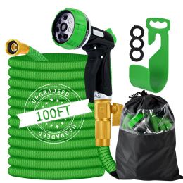 GARDTECH Garden Hose 100ft+;  Heavy Duty Watering Hose with High Pressure Nozzle;  Reel Holder;  Carry Bag for Gardening Watering Cleaning - 100ft