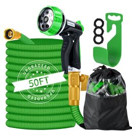 GARDTECH Garden Hose 100ft+;  Heavy Duty Watering Hose with High Pressure Nozzle;  Reel Holder;  Carry Bag for Gardening Watering Cleaning - 50ft