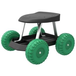 Garden Cart Rolling Scooter with Seat and Tool Tray for Weeding;  Gardening;  and Outdoor Lawn Care- For Adults and Kids  - 17.50 x 19.00 x 13.00 Inch