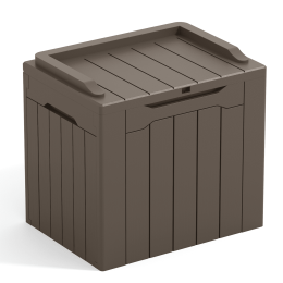 All Weather 28 Gallon Patio Deck Box with Seat - brown - Resin