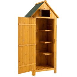 30.3'L X 21.3'W X 70.5'H Outdoor Storage Cabinet Tool Shed Wooden Garden Shed Natural - as picture