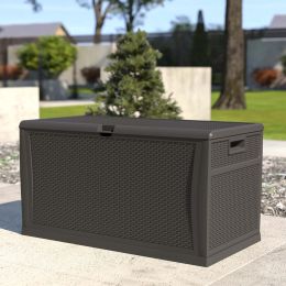 120 Gallon Plastic Deck Box - Outdoor Waterproof Storage Box for Patio Mats; Gardening Tools and Pool Toys - gray - Polypropylene