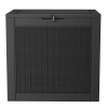 32 Gallon Outdoor Resin Wicker Deck Storage Box; Black - black - Resin