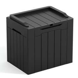 All Weather 28 Gallon Patio Deck Box with Seat - black - Resin