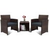 Cpintltr 3 Pieces Outdoor Patio Wicker Furniture Sets Patio Conversation Sets PE Rattan Chair with Soft Cushions Lawn Poolside Chairs for Balcony Gard