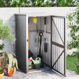 Garden Tool Shed Gray 34.6"x35"x63.4" Galvanized Steel - Gray