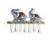 WILLART Handmade Elephant Design Metal Wall Hanging Antique7 Key Hooks Key Holder Coat Hanger for Home DâˆšÂ©cor Wall DâˆšÂ©cor (31.50 cm x 21.50 cm) - Blue