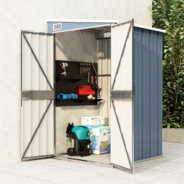 Wall-mounted Garden Shed Gray 46.5"x39.4"x70.1" Galvanized Steel - Gray
