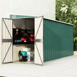 Wall-mounted Garden Shed Green 46.5"x150.4"x70.1" Galvanized Steel - Green