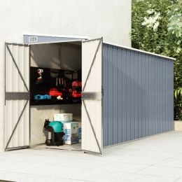Wall-mounted Garden Shed Gray 46.5"x150.4"x70.1" Galvanized Steel - Gray