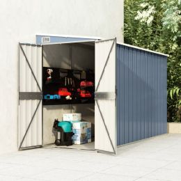 Wall-mounted Garden Shed Gray 46.5"x113.4"x70.1" Galvanized Steel - Gray
