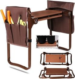 Heavy Duty Widen Garden Kneeler and Seat Bench Folding Garden Workseat with EVA Foam Kneeling Pad and Dual Pouch - KM4008-DB