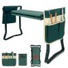 Heavy Duty Foldable Garden Kneeler and Seat Gardening Bench with Two Tool Pouches and 6" Widen Soft Kneeling Pad - KM4020