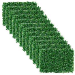 12Pcs Artificial Boxwood Topiary Hedge Plant Grass Backdrop Fence Privacy Screen Grass Wall Decoration For Balcony Garden Fence - Green